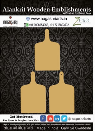 Brand Zero - MDF Chopping Board Fridge Magnet Base- Design 1 - Pack of 3 Pcs
