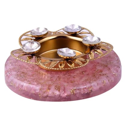 Tealight Holders with Natural Crystal Stone, Decoratives,Votive Candle Holder, Tealight Candle Holder for Romantic Candle, Night, Dinner,Wedding,Bathroom, Diwali, Chirstmas(KI_104)  by Krishna Impex