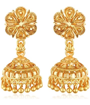 Vighnaharta - Golden Jhumki Earrings ( Pack of 1 )