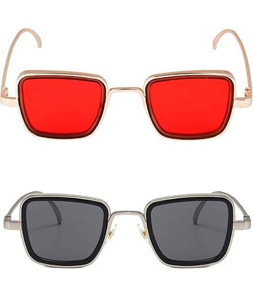Kanny Devis - Gold Rectangular Sunglasses ( Pack of 2 )
