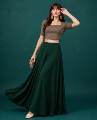 Generic Women's Georgette Solid Mid-Rise Wide Leg Flared Palazzo Pants with Elastic Waist, Ankle Length Trousers for Daily, Office and Casual Wear (Bottle Green, S, Pack of 1, Design 67554) Generic Women's Georgette Solid Mid-Rise Wide Leg Flared Palazzo Pants with Elastic Waist, Ankle Length Trousers for Daily, Office and Casual Wear (Bottle Green, S, Pack of 1, Design 67554)