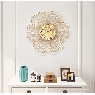 Amhomedecor Analog 61 cm X 61 cm Wall Clock (Gold, Without Glass, Standard)