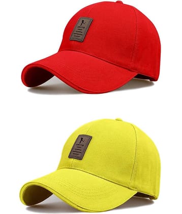 Alamos Pack of 2 Cotton Men's Cap ( Red )