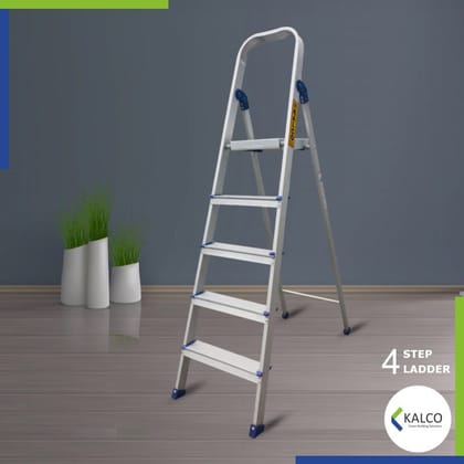 4 Step Baby Aluminium Ladder, Foldable and Flat Steps, Top handle and Top Metal Plate (Model: K-7026 in Lite)