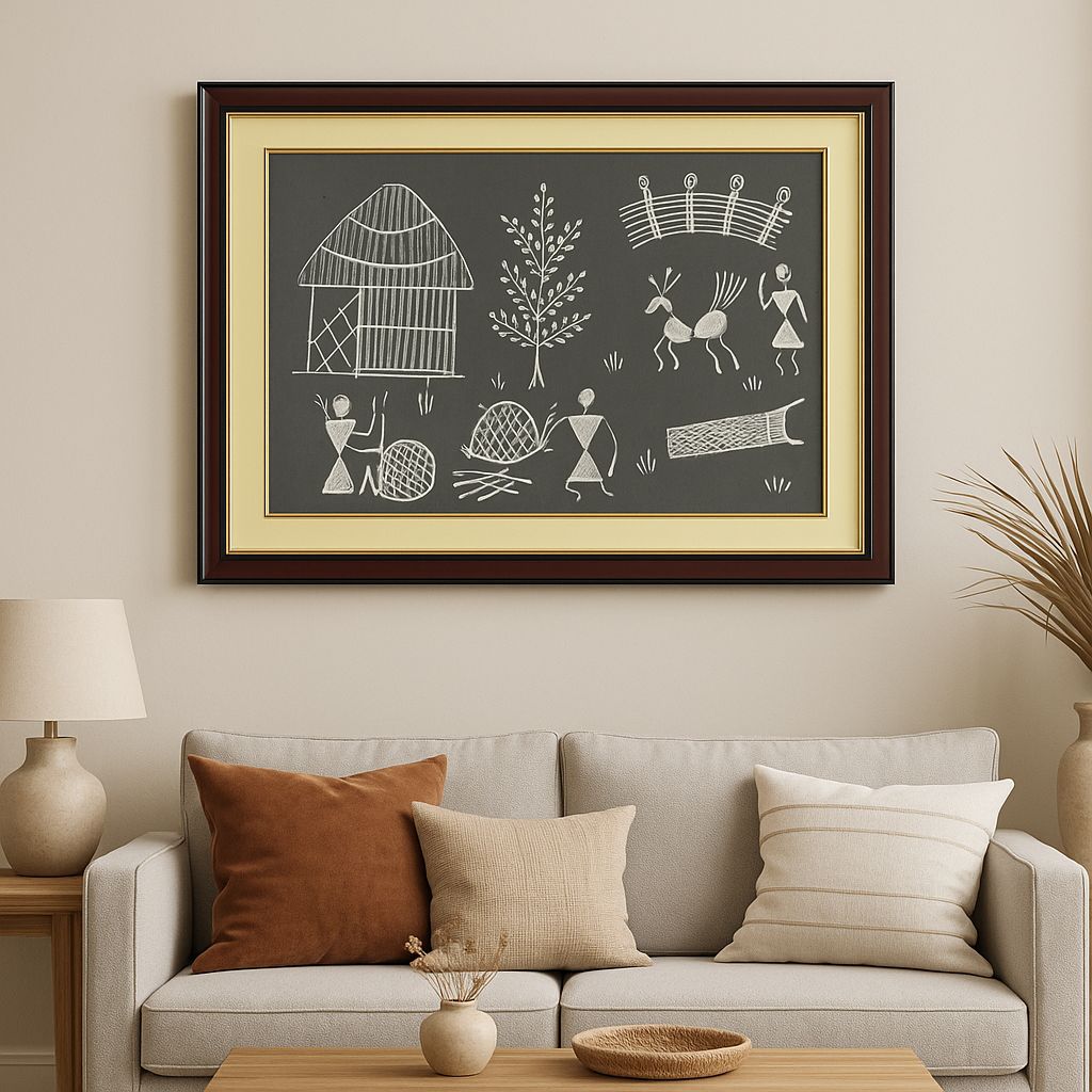 Whispers of the Village – Warli Art in Ash