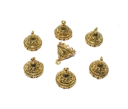 German Silver Metal Oxidize Gold Plated Handmade Jhumka/Jhumki Earrings Base for Jewelry Making. , MGBG-015-Per Packet of Approx 7 Pair (50 Gram) / 20X18 MM