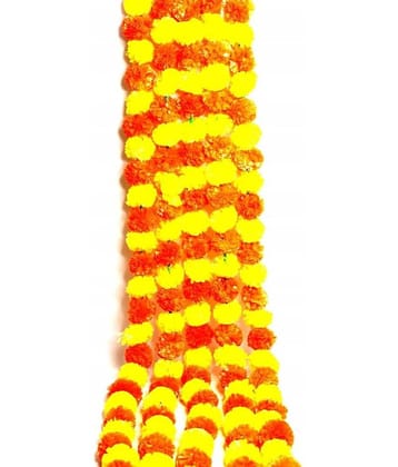 Green plant indoor - Multicolor Marigold Artificial Garland ( Pack of 5 )