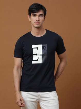 Vintage Edition Printed Navy T Shirt-S