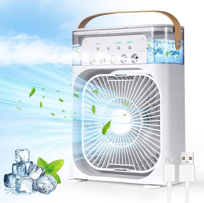 Big Portable Desk Mist Fan with LED Light and Personal Cooling Air Conditioner Water Fan USB Powered Medium Size