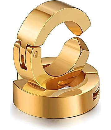 Fashion Frill Stainless Steel Casual Wear Golden Hoop Studs Earring For Men Girls Stylish