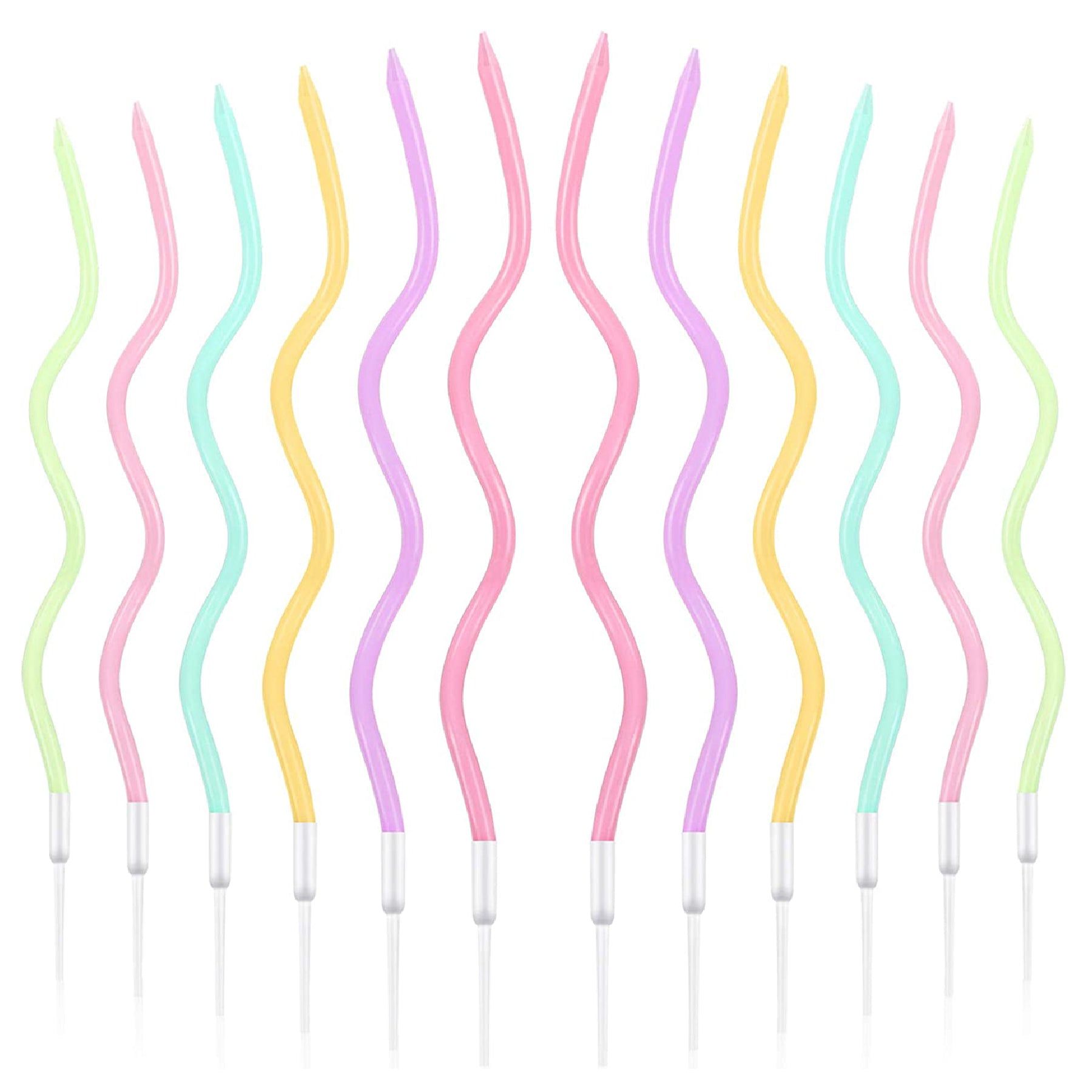 Multicolor Neon Twsited Candles - 12 PC