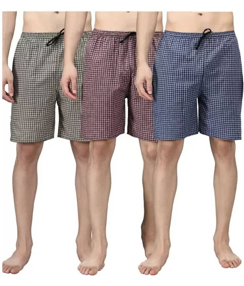 Paryag Pack of 3 Cotton Blend Boxers For Men's ( Multicolor )