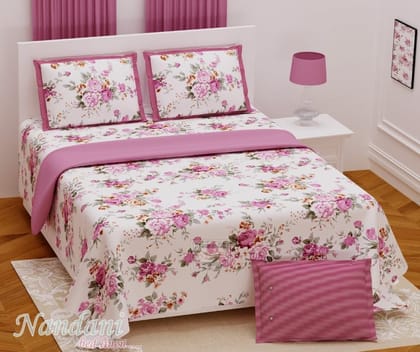 5001-k-Bedsheet Adda- Pure Cotton Double Bedsheet With Two Pillow Cover - Special Offer for Min 2 or More buyer Customer  -DB-(108*108 IN)