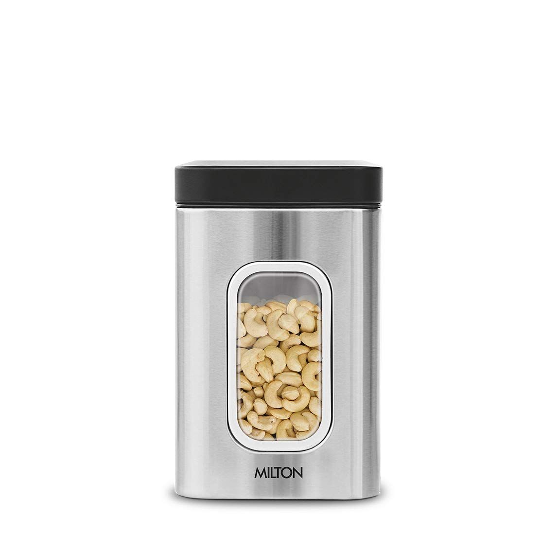 MILTON Steel Clear Square Storage Jar, 2500 ml