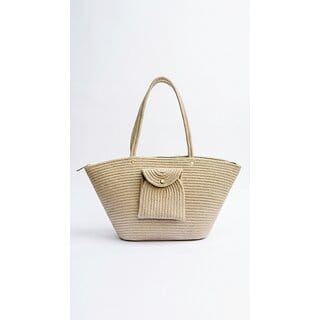 Women Beach Tote Bag Boho Style  Handmade Jute Bag with Zip Closure Large Capacity Summer Handbag Basket Bucket 