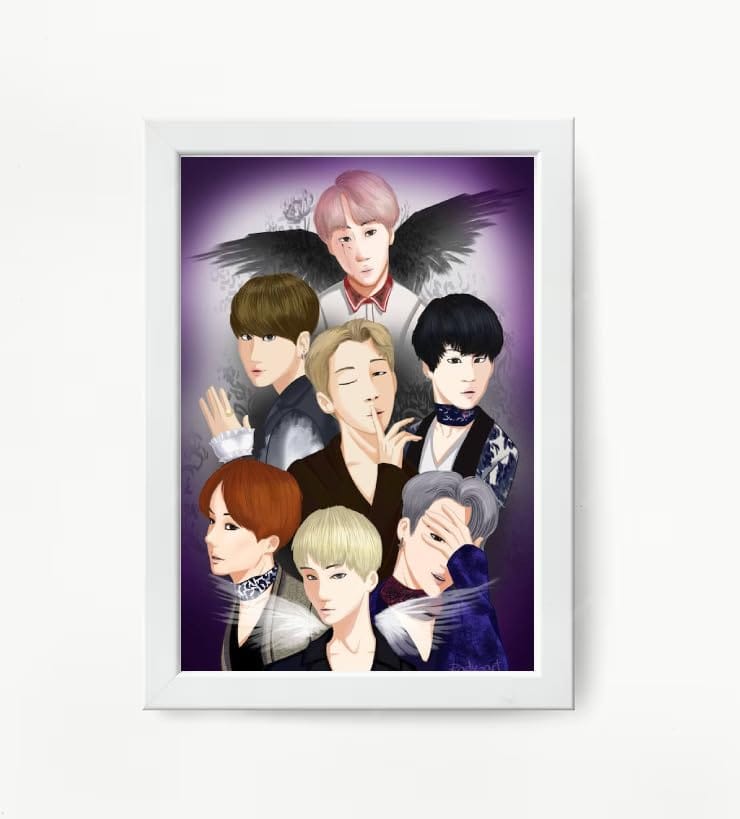 NOKKES Bts Army Bangtan Boy V suga J-Hope Jungkook Jin Jimin Rm 5X7 Inch Size Photo Frame Photo Home Office_EQW262