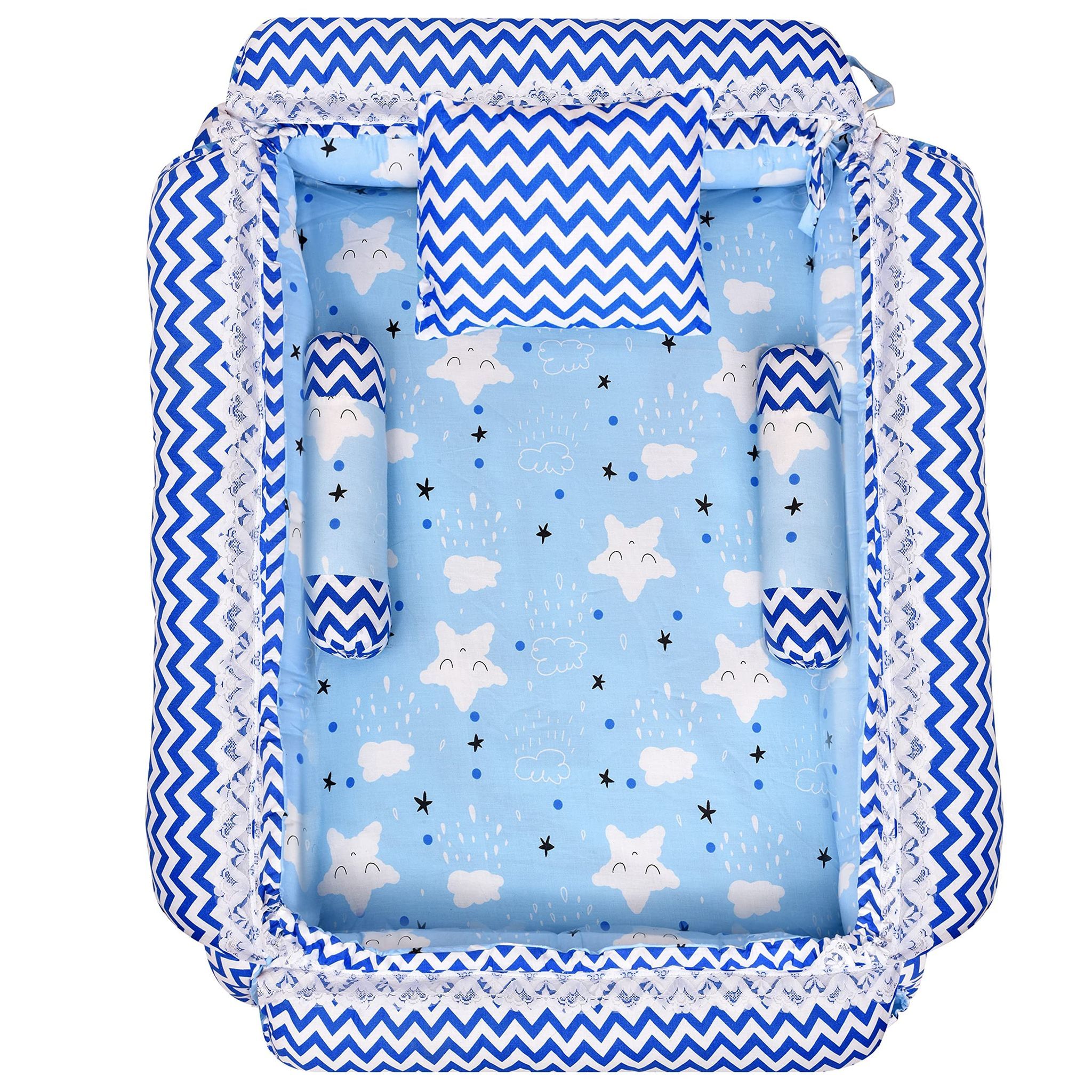 LOREM 3 Pillows & Square Shape Cotton Baby Bed for 0-1 Year BB05-06