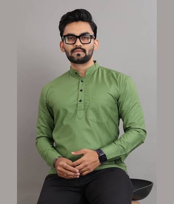 Nofilter Cotton Blend Plain Regular Kurta For Men ( Light Green )