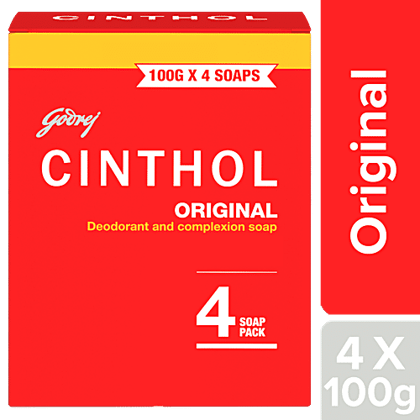 Cinthol Original Deodorant & Complexion Soap, 99.9% Germ Protection, 100 g (Pack Of 4)
