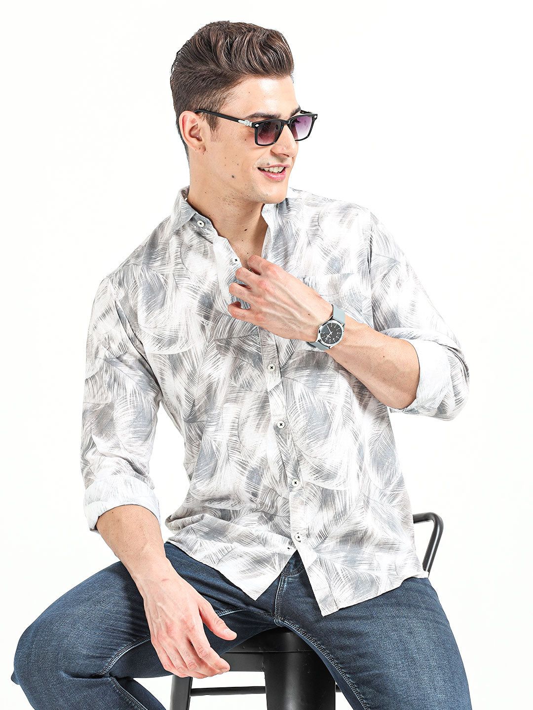 Men's Beach Wear Slim Fit Shirt | Rick Rogue-Brown / M/38