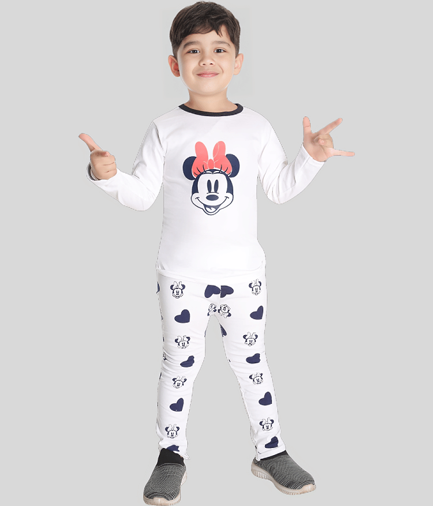 s muktar garments Pack of 1 Boys Cotton T-Shirt & Pants Set ( White )