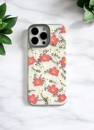 Red & White Flowers Floral Case for iPhone 15 Pro Max
