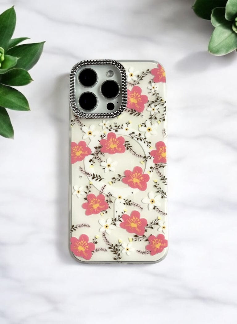Red & White Flowers Floral Case for iPhone 16 Pro Max