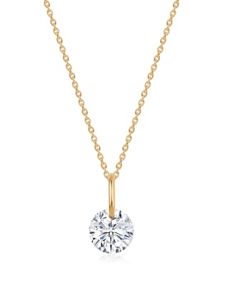 Lab Grown 0.5 Carat Solitaire Diamond Pendant With Chain-9K / Yellow Gold