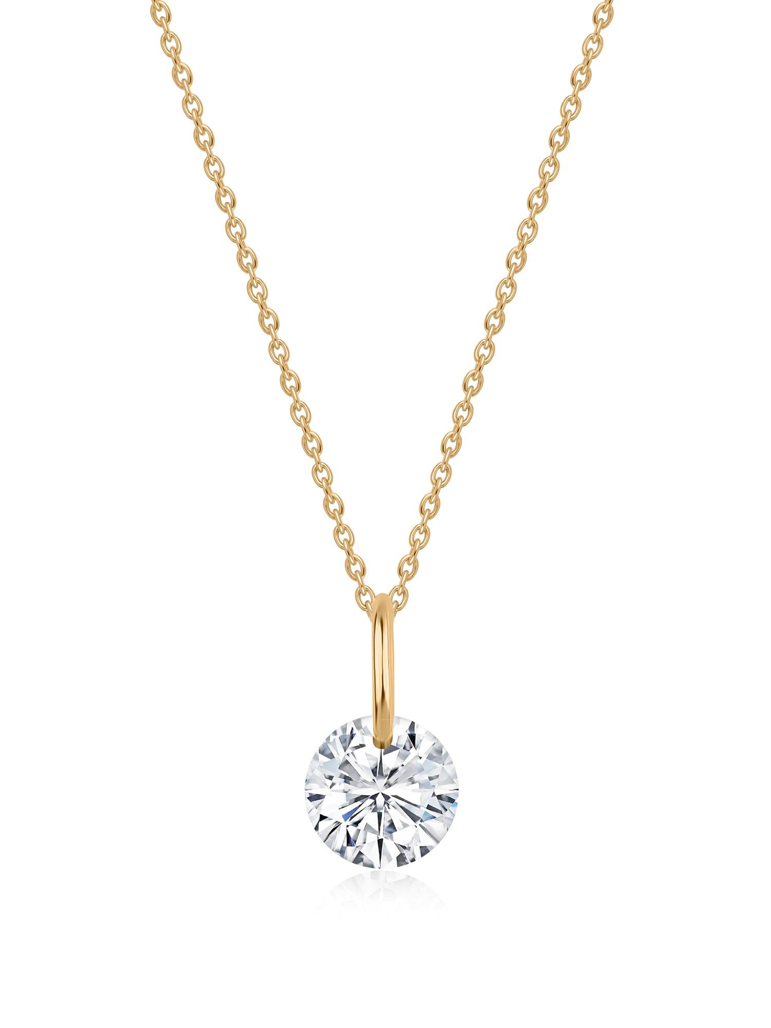 Lab Grown 0.5 Carat Solitaire Diamond Pendant With Chain-9K / Yellow Gold