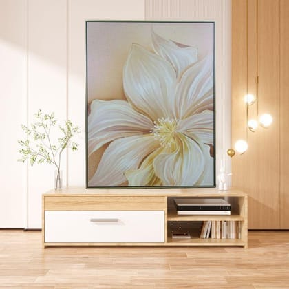 LARGE FLOWER WALL PAINTING-RUST GOLD FRAME