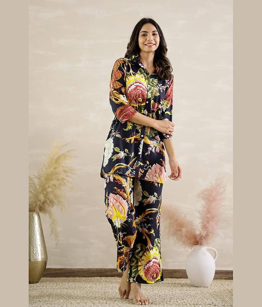 Label Flavia Women Printed Shirt With Trousers Co-Ord Set ( Multi Color )