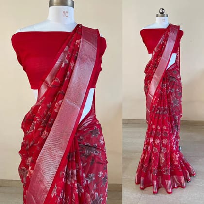 moss silk saree- butterfly chiffon Foil print