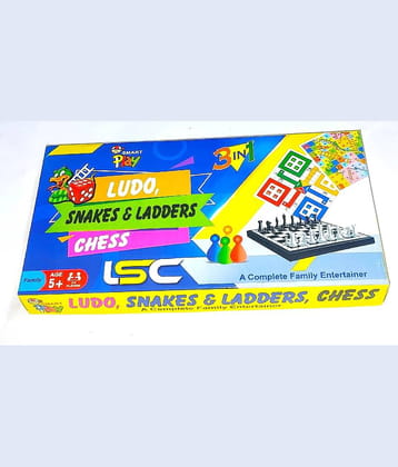 PETERS PENCE- Ludo, Snakes & Ladders & Chess board Combo (3 IN 1) 12 INCHES Party & Board Game