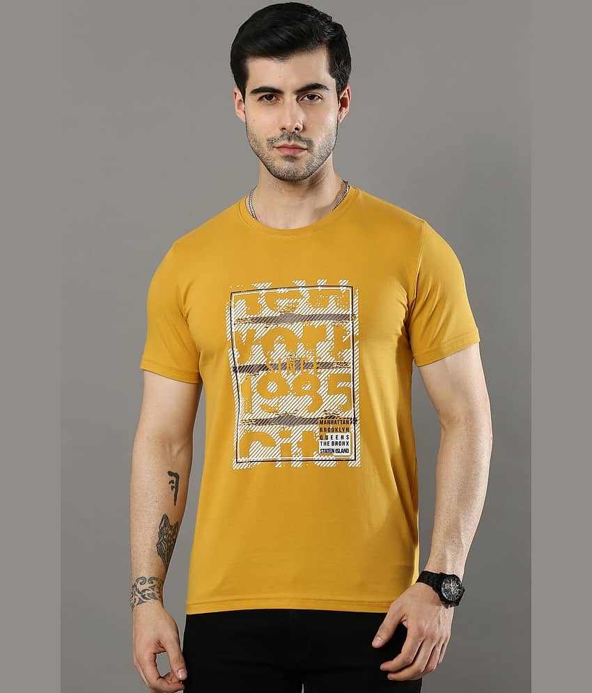 Cool Colors Pack of 1 Cotton Regular Fit Men's T-Shirt ( Yellow )