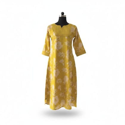 Women's Yellow Floral Printed Kurti