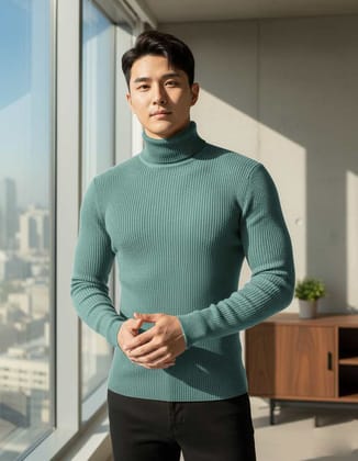 Fashion Point Sea Green Highneck for Men