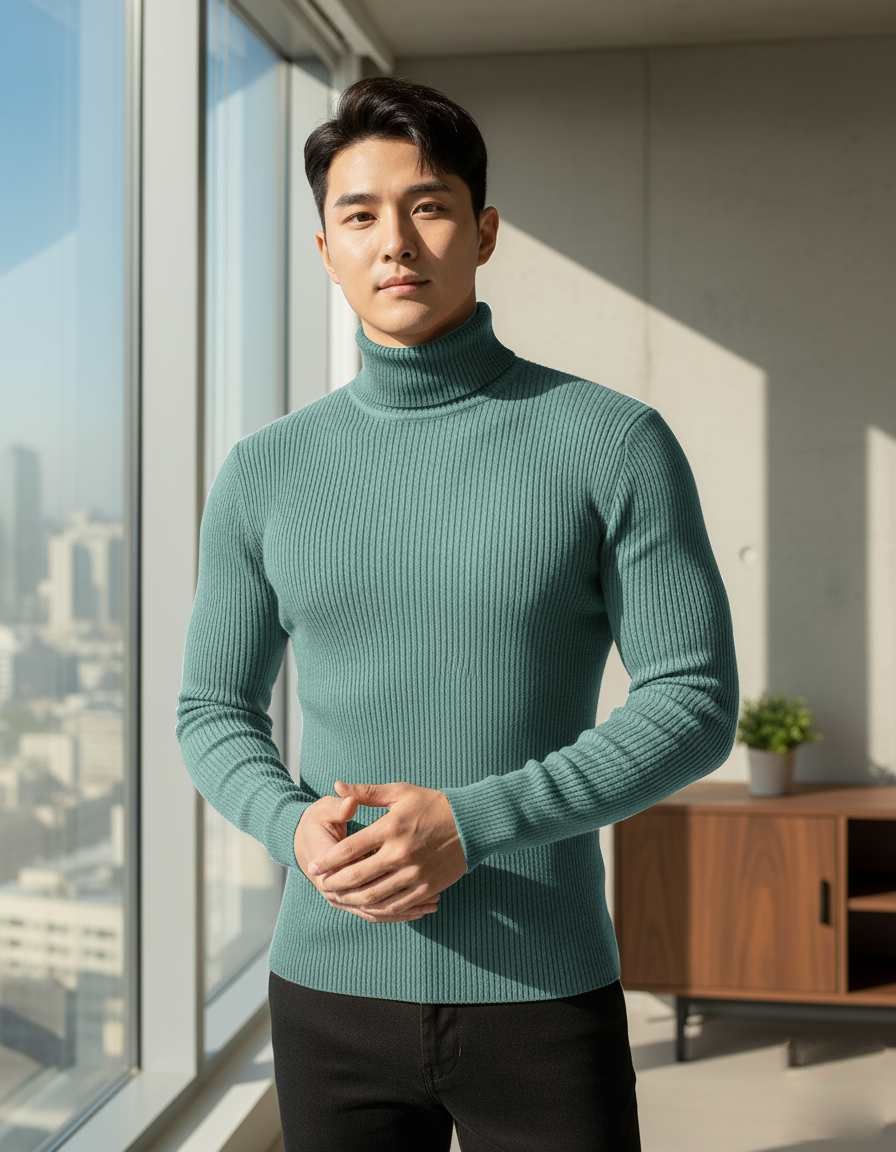 Fashion Point Sea Green Highneck for Men