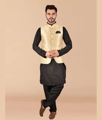 PRINTCULTR Black Cotton Regular Fit Men's Kurta Pyjama Set ( Pack of 1 )