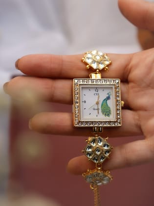 Cova Kundan Wrist Watch-Gold