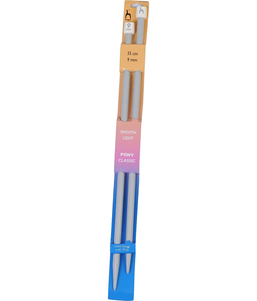 Classic Knitting Pins Pair for Thicker Yarns, No 00 (9 mm), Smooth Light 35 cm Long Plastic Needles