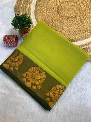 Minjal Floral Jacquard Cotton Silk Saree with Designer Jhumki Border