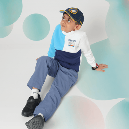 The Tiny Explorers: Official ISRO Colorblock Kids Sweatshirt ( With Fleece )-4-5 years