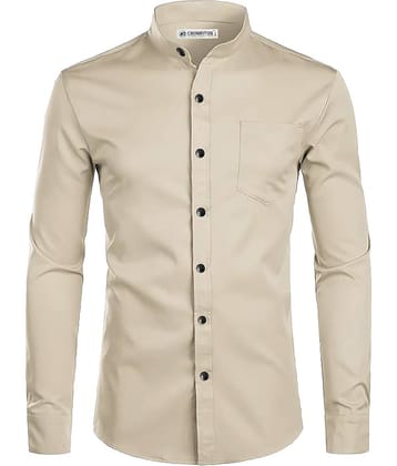 CROWNTAIL Cotton Blend Slim Fit Solids Full Sleeves Men's Casual Shirt - White ( Pack of 1 )