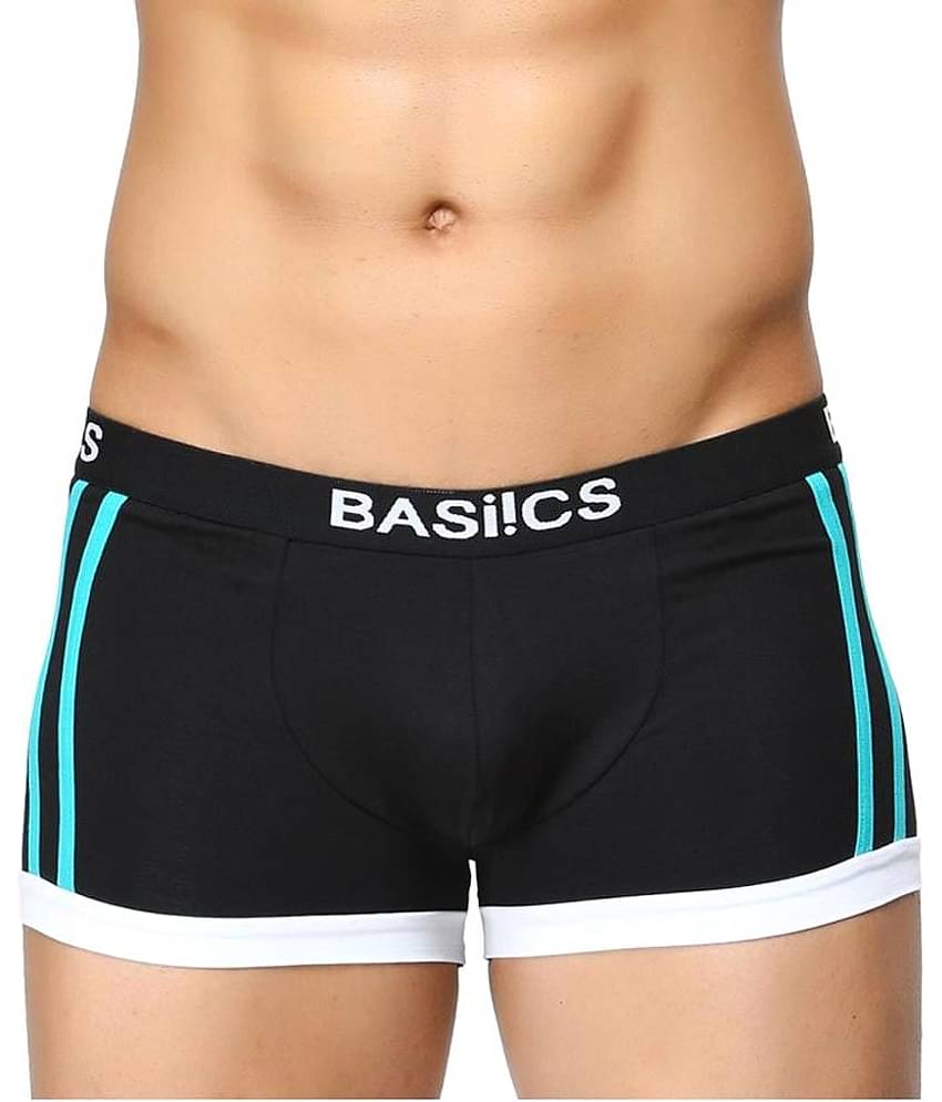 BASIICS By La Intimo - Black Cotton Blend Men's Trunks ( Pack of 1 )