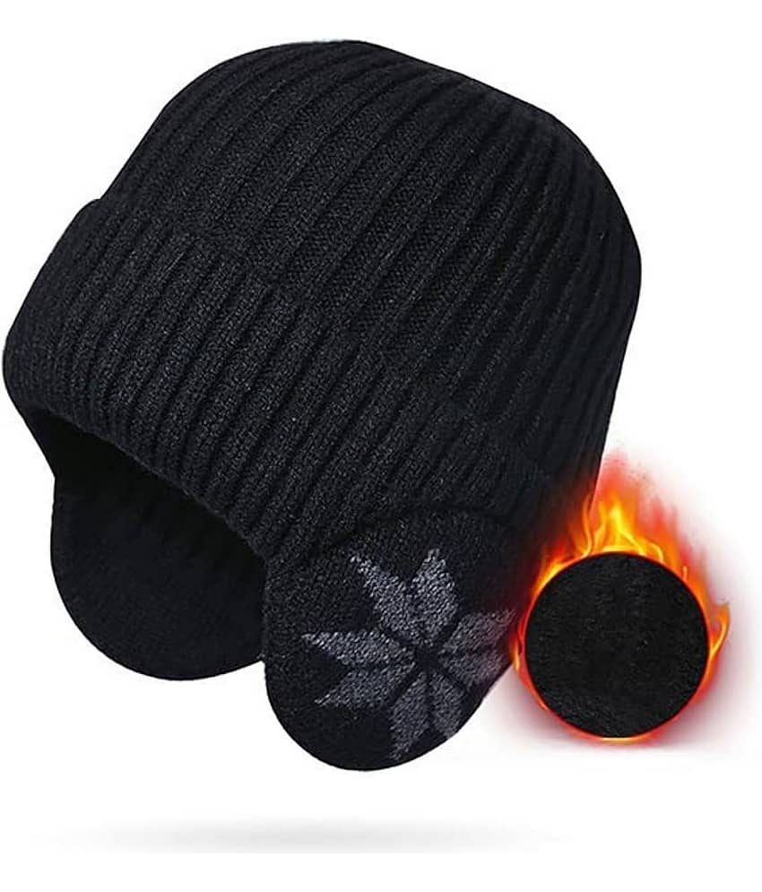 Infispace Pack of 1 Woollen Men's Cap ( Black )