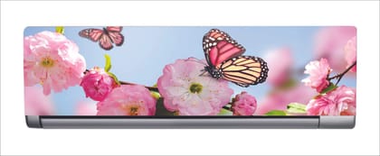 DreamKraft Decorative Beautiful butterfly with Flowers AC Sticker (Multicolor PVC Vinyl, 30cm X 91cm)