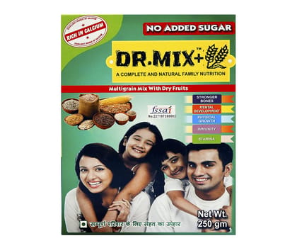 DR. MIX Natural And Complete Family Nutrition Multigrain Breakfast Mix With Dry Fruits (Sugar-Free), 250 gm