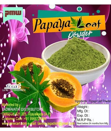 Papaya Leaf Powder - Carica Papaya - 100 Gm - Rich in fiber Vitamin C Good for Digestion Supports Immunity & Weight Management - 100% Natural - Useful for Digestion and Increasing Platelets