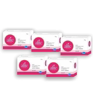 Alite Anti Acne Soap 1% Salicylic Acid & Tea Tree Oil For Acne, Pimple, Blackhead 75g ( Pack of 5 )