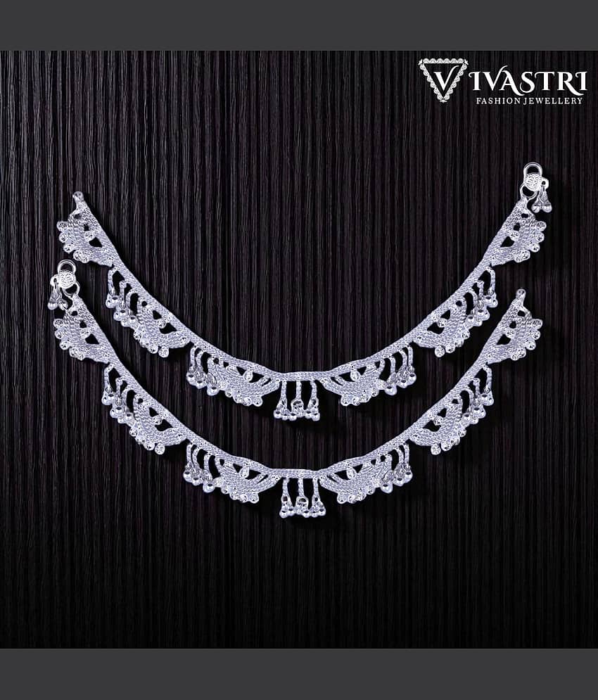 VIVASTRI Silver Anklets ( Pack of 2 )